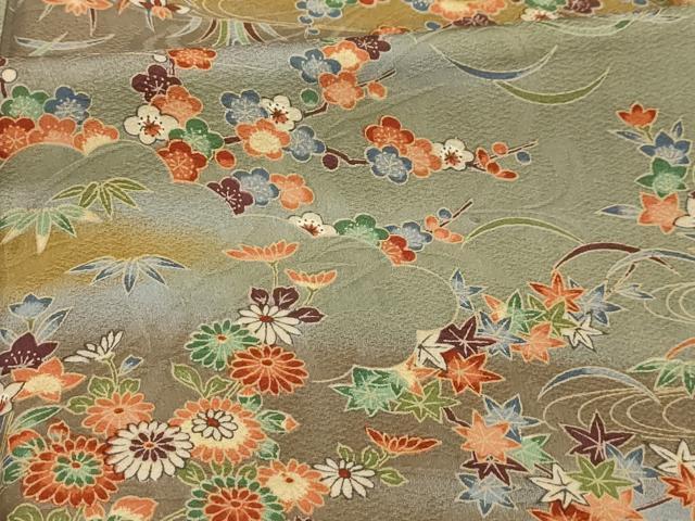 平和屋着物■上質な小紋 松竹梅流水花文 暈し染め 正絹 逸品 AABL4371sx