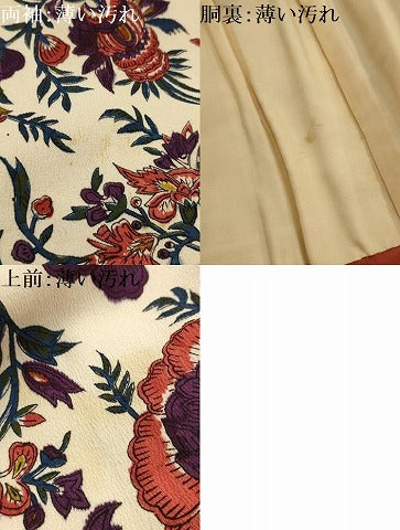 平和屋着物■上質な小紋 更紗花文 正絹 逸品 AABL4385sx