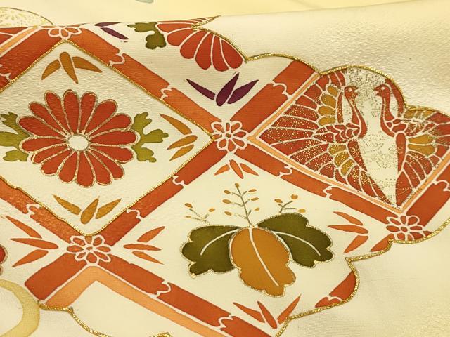 平和屋着物■訪問着 駒刺繍 雲取花鳥天井文 暈し染め 金彩 正絹 逸品 AABL4388sx