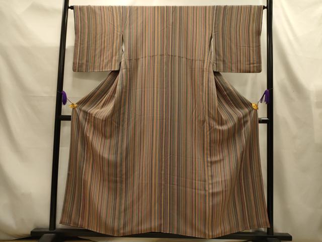 平和屋着物■上質な小紋 間道 鬼しぼ縮緬 正絹 逸品 AABL4394sx