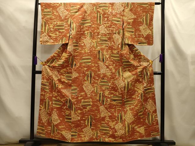 平和屋着物■上質な小紋 幾何学文様 正絹 逸品 AABL4408sx
