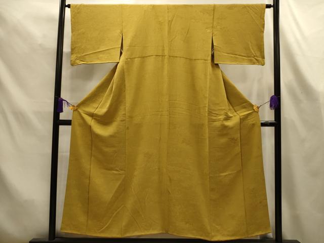 平和屋着物■上質な色無地 風景地紋 黄朽葉色 正絹 逸品 AABL4421sx