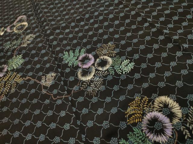 平和屋着物■豪華色留袖 刺繍 草花文 黒地 金糸 正絹 逸品 AABL4425sx