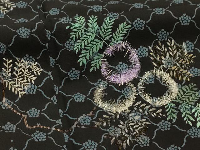 平和屋着物■豪華色留袖 刺繍 草花文 黒地 金糸 正絹 逸品 AABL4425sx
