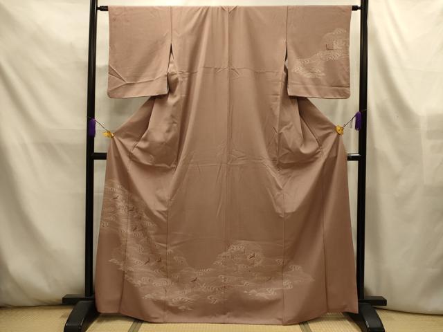 平和屋着物■江戸小紋 訪問着 飛鶴立波文 正絹 逸品 AABL4433sx