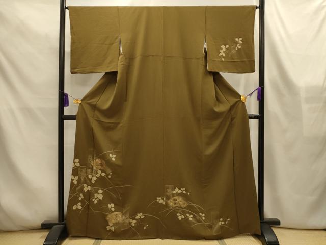 平和屋着物■訪問着 刺繍 地紙花鳥文 暈し染め 金糸 金彩 正絹 逸品 AABL4435sx