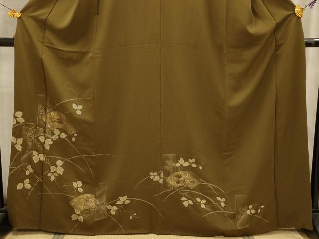平和屋着物■訪問着 刺繍 地紙花鳥文 暈し染め 金糸 金彩 正絹 逸品 AABL4435sx
