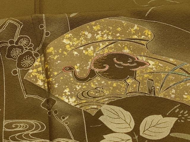 平和屋着物■訪問着 刺繍 地紙花鳥文 暈し染め 金糸 金彩 正絹 逸品 AABL4435sx