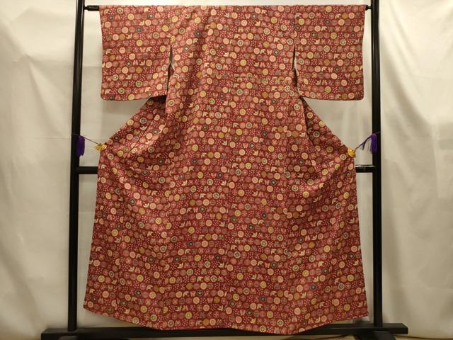 平和屋着物■上質な小紋 型染め 飛鶴花蝶文 正絹 逸品 AABL4442sx