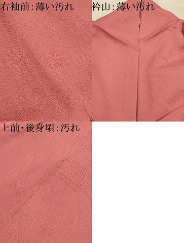 平和屋着物■色留訪問着 草花地紋 甚三紅色 正絹 逸品 AABL4444sx