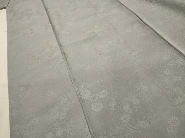 平和屋着物■上質な色無地 花唐草地紋 薄墨色 正絹 逸品 AABL4445sx