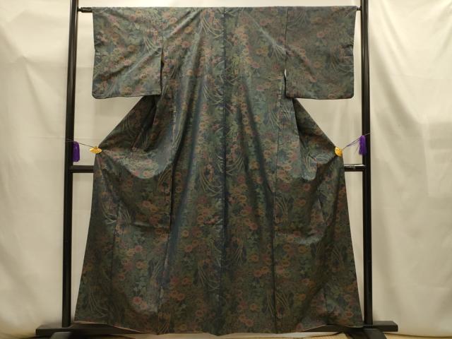 平和屋着物■本場大島紬 草花文 正絹 逸品 AABL4448sx