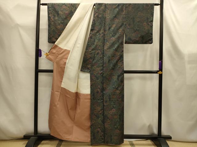 平和屋着物■本場大島紬 草花文 正絹 逸品 AABL4448sx