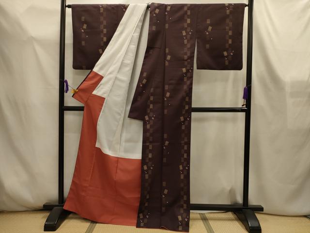 平和屋着物■上質な小紋 色紙吉祥舞桜文 金彩 正絹 逸品 AABL4452sx