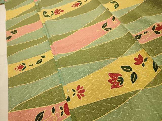 平和屋着物■上質な小紋 更紗花紋 正絹 逸品 AABL4454sx