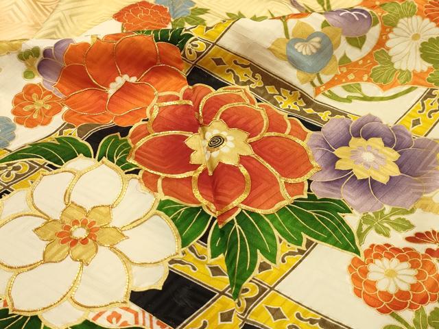平和屋着物■豪華振袖 駒刺繍 花天井文 暈し染め 金彩 正絹 逸品 AABL4455sx