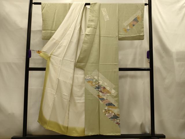 平和屋着物■訪問着 駒刺繍 松竹梅風景文 金彩 正絹 逸品 AABL4465sx