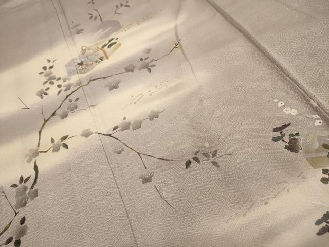 平和屋着物■訪問着 手描き 花文箱文 暈し染め 金銀彩 正絹 逸品 AABL4470sx
