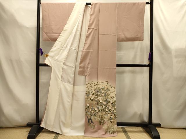 平和屋着物■豪華色留袖 駒刺繍 流水草花文 金彩 正絹 逸品 AABL4471sx