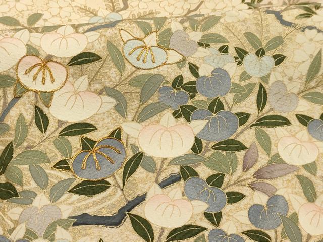 平和屋着物■豪華色留袖 駒刺繍 流水草花文 金彩 正絹 逸品 AABL4471sx