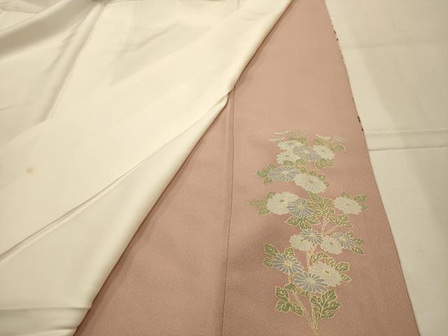平和屋着物■豪華色留袖 駒刺繍 流水草花文 金彩 正絹 逸品 AABL4471sx