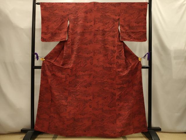 平和屋着物■上質な小紋 東海道五十三次 鬼しぼ縮緬 正絹 逸品 AABL4472sx