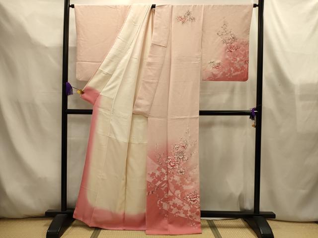 平和屋着物■訪問着 枝花文 暈し染め 正絹 逸品 AABL4474sx