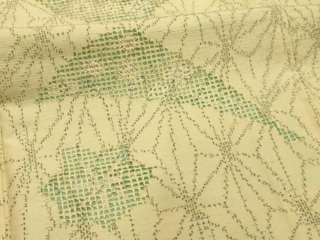 平和屋着物■中国三大刺繍 汕頭刺繍 スワトウ刺繍 訪問着 紬 扇面花紋 正絹 逸品 AABL4475sx