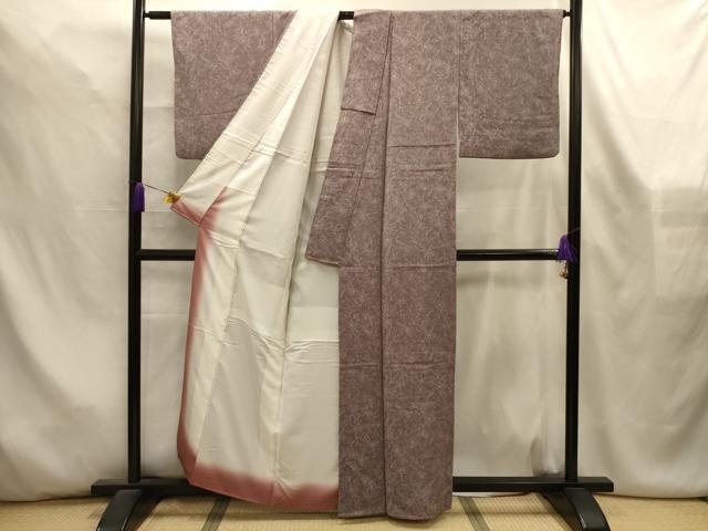 平和屋着物■上質な小紋 草花文 鬼しぼ縮緬 正絹 逸品 AABL4477sx