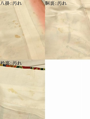 平和屋着物■上質な小紋 裂取更紗花鳥文 正絹 逸品 AABL4481sx