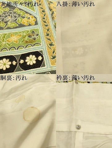 平和屋着物■上質な小紋 花鳥文 金彩 鬼しぼ縮緬 正絹 逸品 AABL4483sx