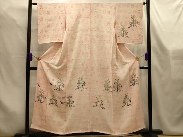 平和屋着物■訪問着 手描き 花鳥文 正絹 逸品 AABL4485sx