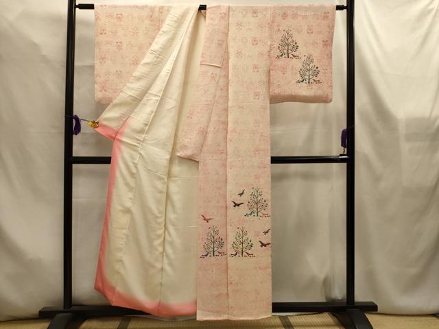 平和屋着物■訪問着 手描き 花鳥文 正絹 逸品 AABL4485sx