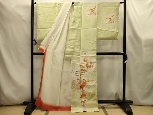 平和屋着物■訪問着 駒刺繍 草花文 暈し染め 金彩 正絹 逸品 AABL4490sx