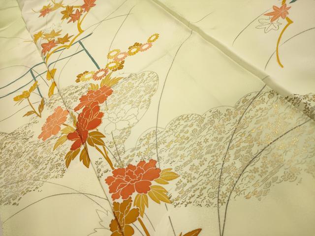 平和屋着物■訪問着 駒刺繍 草花文 暈し染め 金彩 正絹 逸品 AABL4490sx