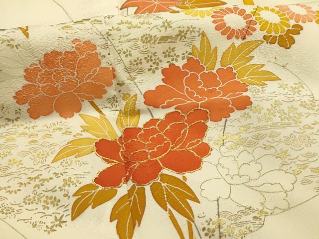 平和屋着物■訪問着 駒刺繍 草花文 暈し染め 金彩 正絹 逸品 AABL4490sx