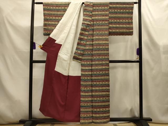 平和屋着物■上質な小紋 横段花文 正絹 逸品 AABL4495sx