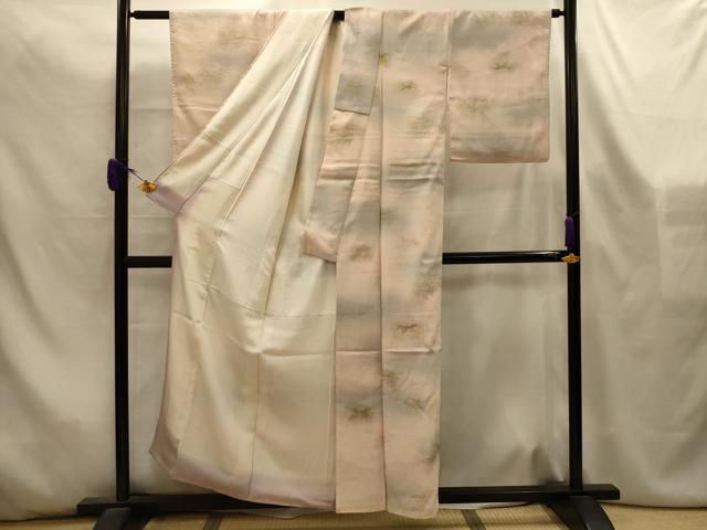 平和屋着物■上質な小紋 笹の葉文 暈し染め 金彩 正絹 逸品 AABL4499sx