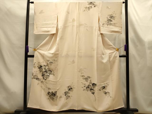 平和屋着物■訪問着 手描き 刺繍 花蝶文 金銀糸 正絹 逸品 AABL4500sx