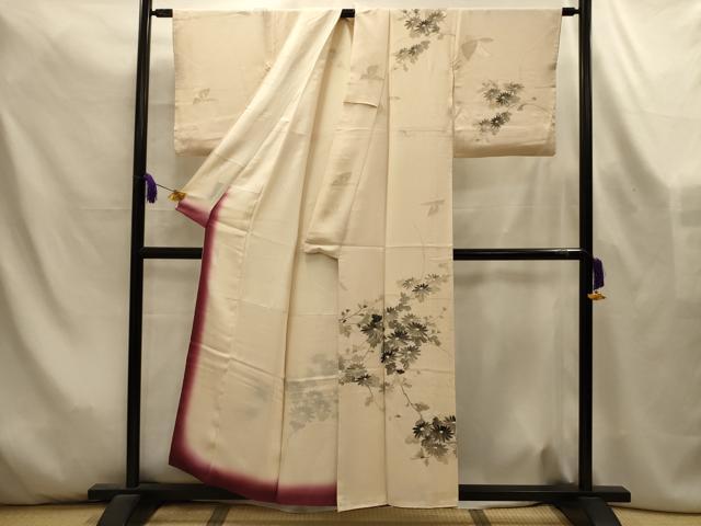 平和屋着物■訪問着 手描き 刺繍 花蝶文 金銀糸 正絹 逸品 AABL4500sx