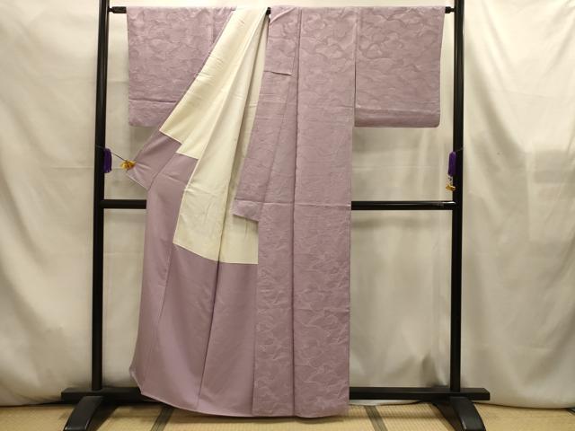 平和屋着物■上質な色無地 流水地紋 薄柿色 正絹 逸品 AABL4510sx