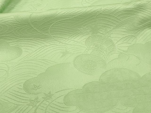 平和屋着物■上質な色無地 流水鼓地紋 薄萌葱色 正絹 逸品 AABL4514sx