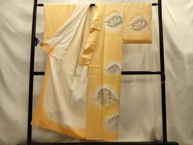 平和屋着物■訪問着 松竹梅片輪車吉祥花文 寿光織 暈し染め 金銀糸 正絹 逸品 AABL4516sx