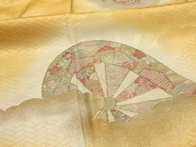 平和屋着物■訪問着 松竹梅片輪車吉祥花文 寿光織 暈し染め 金銀糸 正絹 逸品 AABL4516sx