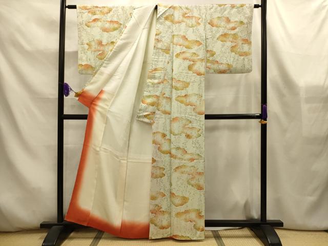 平和屋着物■上質な小紋 枝垂れ花文 暈し染め 正絹 逸品 AABL4518sx