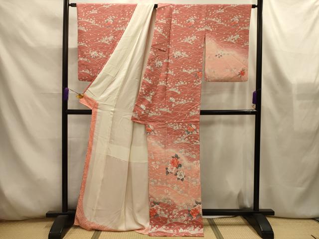 平和屋着物■訪問着 芝花文 暈し染め 正絹 逸品 AABL4519sx