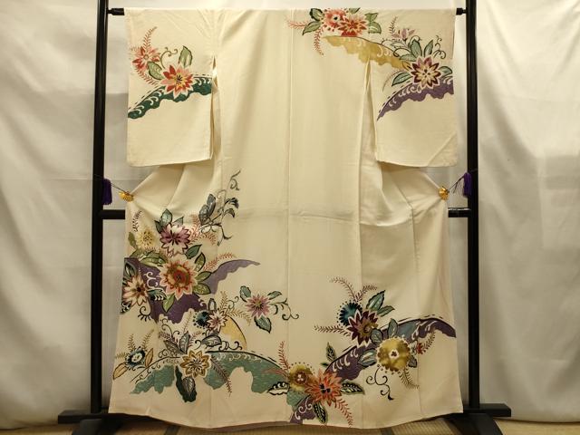 平和屋着物■訪問着 更紗花文 金彩 正絹 逸品 AABL4522sx