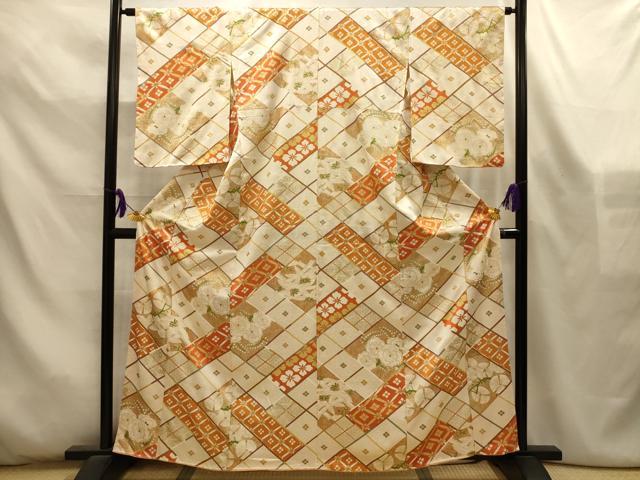 平和屋着物■上質な小紋 松竹梅七宝花菱文 金彩 正絹 逸品 AABL4523sx