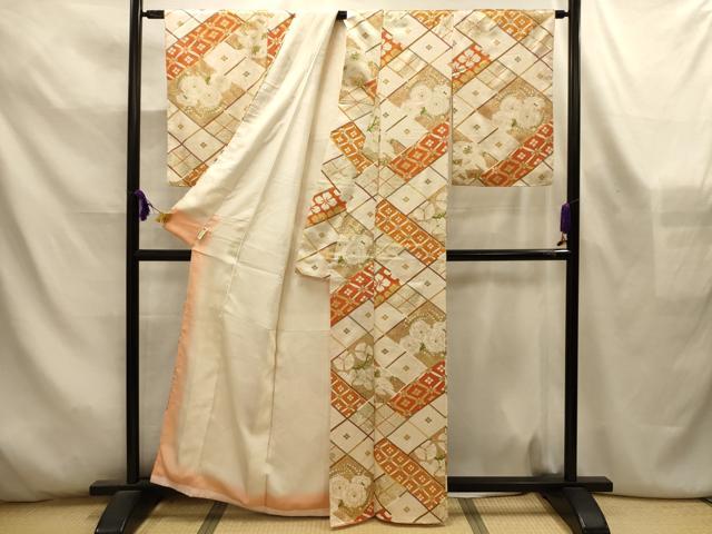 平和屋着物■上質な小紋 松竹梅七宝花菱文 金彩 正絹 逸品 AABL4523sx