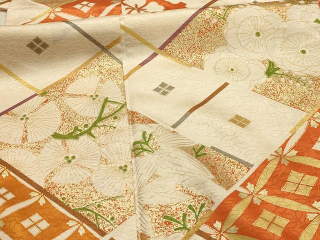 平和屋着物■上質な小紋 松竹梅七宝花菱文 金彩 正絹 逸品 AABL4523sx